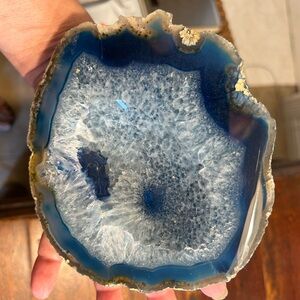 Blue and White Agate Slice 6” x 5.5” x 1” 796 Grams